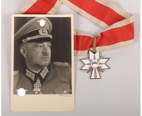 Axis Croation Order of the Crown of King Zvonimir 1st Class Neck Order with Recipient Photograph, Tombac construction with en