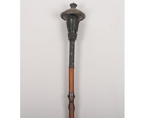 Victorian 3rd Volunteer Battalion Hampshire Regiment Drum Majors Marching Parade Mace, fine example with silver plated mace h