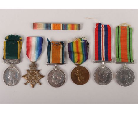 A Militia Long Service Medal Group of 6 Covering Service in Both World Wars, 1914-15 Star Medal, “3358 PTE. J. BURNS GORD HIG