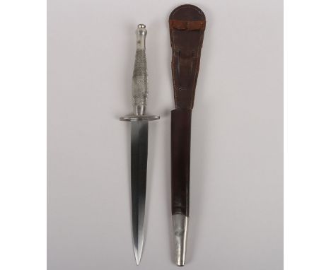 British WW2 2nd Pattern Fairbairn Sykes FS Knife, good example of a unmarked commercial private purchase nickel silver fished