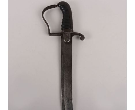 British 1796 Light Cavalry Sword, leather covered wooden grip, steel knuckle guard, back strap and cross guard with langet. C