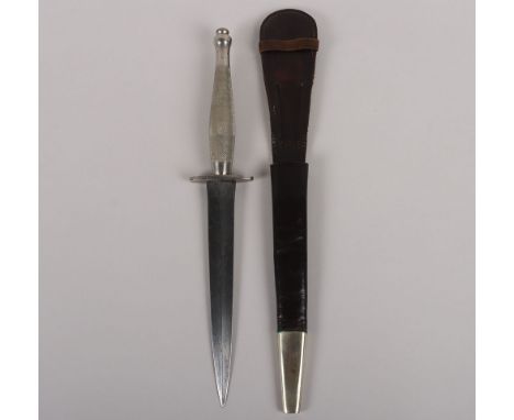 WW2 British 2nd Pattern Fairbairn Sykes FS Commando Knife, good example of a Military issue 2nd pattern in nickel silver stam
