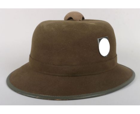WW2 German Afrikakorps 2nd Pattern Pith (Sun) Helmet, good example of the olive felt tropical sun helmet with metal army and 