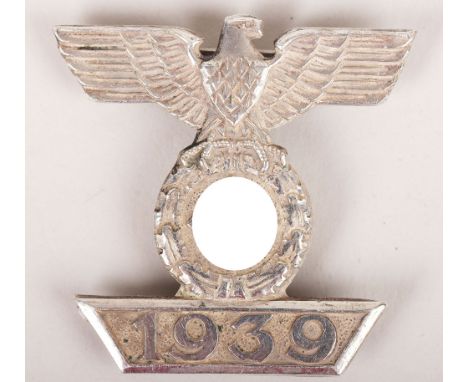 1939 Bar to the Iron Cross 2nd class by B.H. Mayer, Pforzheim, tombac construction with soldered on prongs. Unmarked, typical