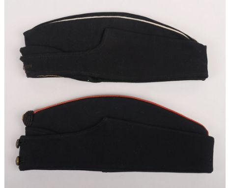 Victorian Hampshire Regiment Officers Garrison Cap, dark navy blue cap with red cord piping to the crown, cord boss badge wit