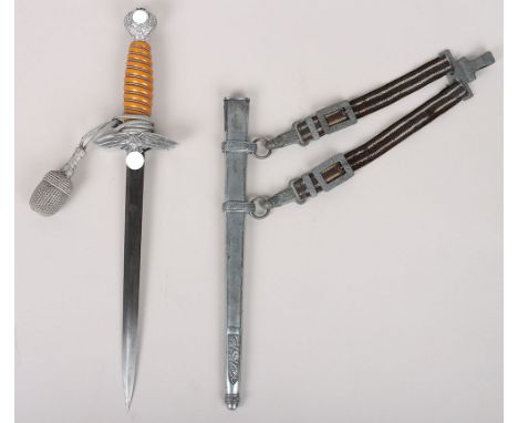 WW2 German Luftwaffe 2nd Pattern Officers Dress Dagger with Straps and Knot, good example with the top pommel having much of 