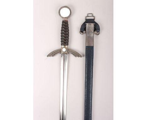 WW2 German Luftwaffe Officers Sword by WKC, Solingen, fine untouched example of an early nickel silver pattern with gilt mobi