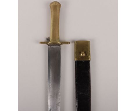 Rare Prussian M1790 Bayonet, all brass hilt with brass cross guard. Release spring a later replacement. Housed in leather and