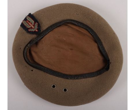Special Air Service (S.A.S) Beret, fine example of the beige wool beret with probably late WW2 period embroidered winged dagg