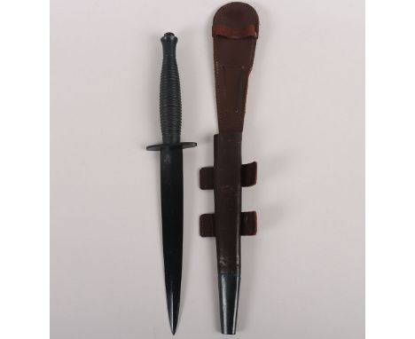 WW2 British B2 Marked 3rd Pattern Fairbairn Sykes Commando Fighting Knife, number 4 marked pommel, post war reissue, FR693 on