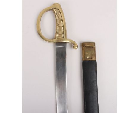 19th Century French Infantry Briquet Short Sword, one piece brass ribbed handle and knuckle bow with armourers / issue stamps
