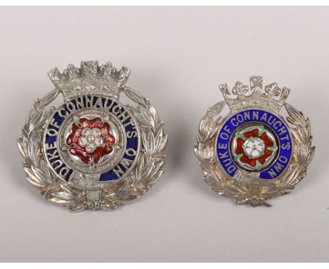 6th Duke of Connaughts Own Hampshire Regiment Officers Cap Badge, fine two piece white metal an enamel officers cap badge wit