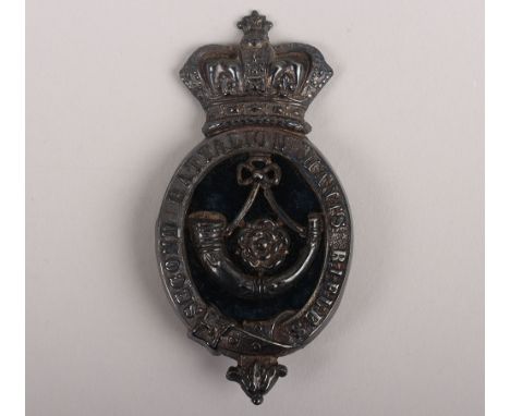 Scarce Victorian Second Battalion Hants Rifles Shako Badge, fine example of crowned strap having regimental details. Centre o