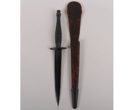Scarce British 6 Ribbed and Beaded Type Fairbairn Sykes Commando Knife, machine-ground blade, in nice condition, much of the 