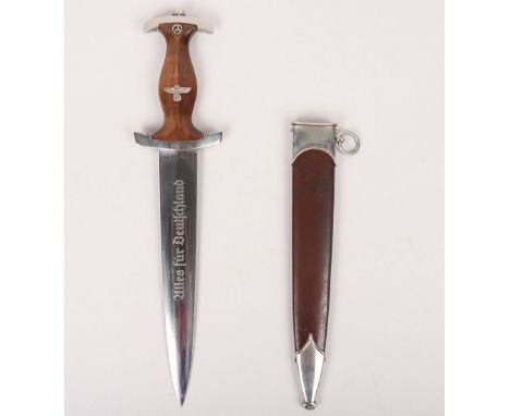 Third Reich SA (Sturmabteilung) Dress Dagger by Anton Wingen Jr, Solingen, good example with light brown wooden grip having n