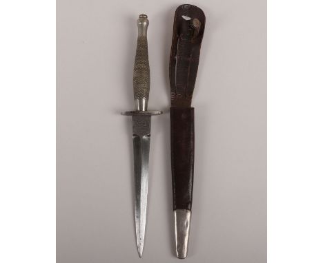 WW2 British 1st Pattern Fairbairn Sykes FS Commando knife by Wilkinson Sword, nickel plated example with steel ‘S’ shaped cro