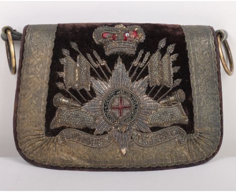 Rare 1st Regiment of Life Guards Officers Full Dress 1816 Pattern Flap Pouch, bullion crown over crossed banners with central