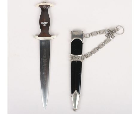 Third Reich SS (Schutzstaffel) Model 1936 Officers Chained Dress Dagger, good example with ebony grip having aluminium eagle 