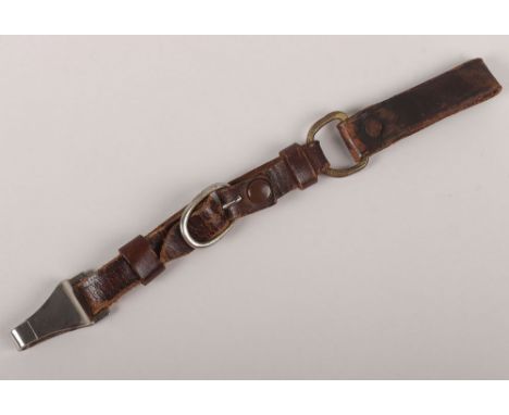 Third Reich SA (Sturmabteilung) Three Piece Dagger Hanger, fine brown leather three piece hanger with the original metal fixi