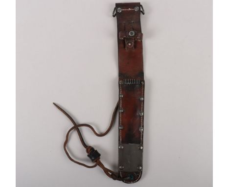 WW2 US M6 Leather Scabbard, top stamped ‘US M6 Viner Bros 1943’. With metal belt clip. Used condition. 