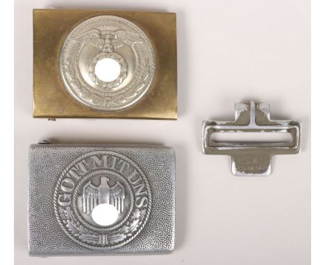 WW2 German Army Belt Buckle and SA Belt Buckle, aluminium army belt buckle for EM/NCO rank. complete with belt hook, marker m