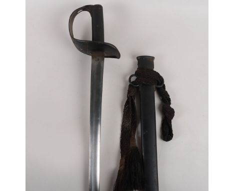 1882 Pattern British Cavalry Troopers Sword, of regulation pattern, slightly curved single edge blade, cut with a single full