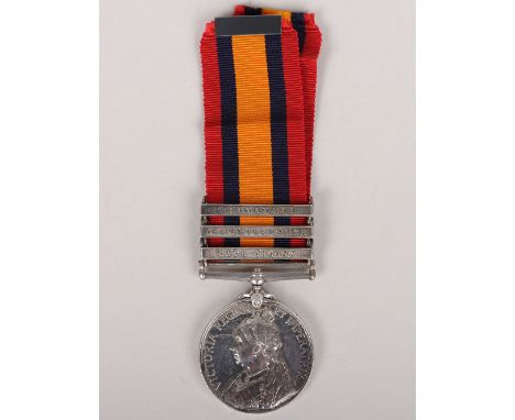 Queens South Africa Medal to a Recipient in the Royal Army Medical Corps, medal with 3 clasps Cape Colony, Orange Free State 