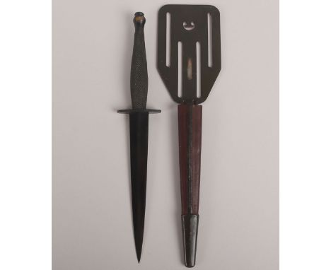 Scarce WW2 American OSS ‘Pancake Flipper’ Commando Knife, Fairbairn sykes style stiletto knife with much of the original fini