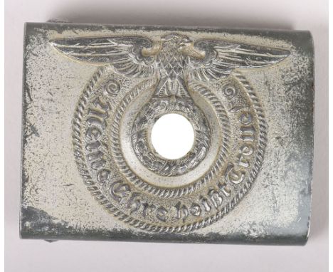 WW2 German Waffen-SS EM/NCO Belt Buckle by Overhoff & Cie, steel constructed buckle, Unmarked but typical Overhoff manufactur