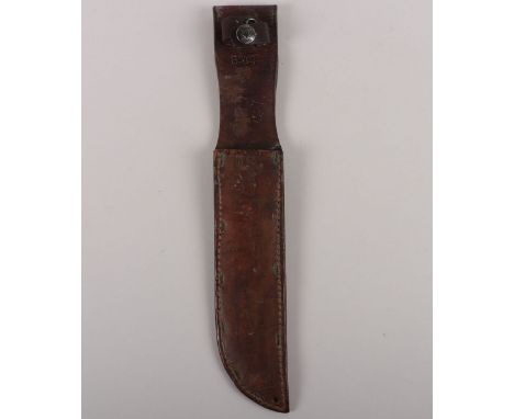 WW2 Personalised USN Boyt MkII Scabbard, good example of a leather scabbard, impressed to the obverse ‘OKINAWA’ and reverse w