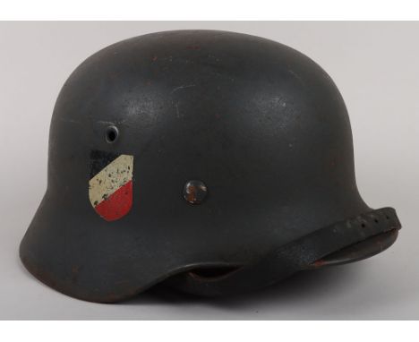 WW2 German Luftwaffe Double Decal Steel Combat Helmet, good untouched M-40 pattern steel combat helmet which retains much of 