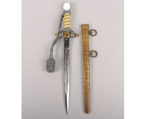WW2 German Kriegsmarine Officers Dress Dagger by Paul Weyersberg & Co, Solingen, fine example with white celluloid grip havin