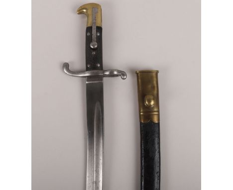 Swiss M1864 Bayonet for the Sharp Shooters Short Rifle, blade marked Gebr Wayesberg, blade in nice condition, steel cross gua