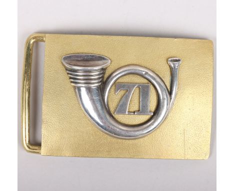 Victorian 71st Highlanders Officers Waist Belt Clasp Pre-1881, fine gilt rectangular waist belt or dirk belt clasp with silve