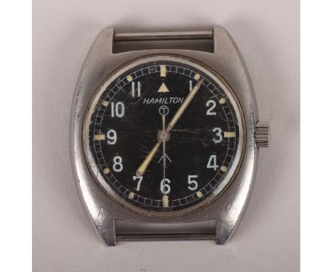 British Military Issue Hamilton Wristwatch, reverse of the case stamped with broad arrow and ‘523-8290 W 10-6645-99 15864/73’