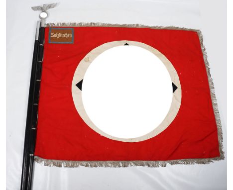 Impressive NSDAP / SA Sturmfahne of Standarte for Sulzkirchen District, cotton construction with white cloth centre and multi