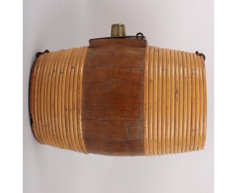 Battle of Sebastopol Crimean War Battle Damaged Spirit Flak, an interesting oval layered canteen spirit flask with bamboo bou