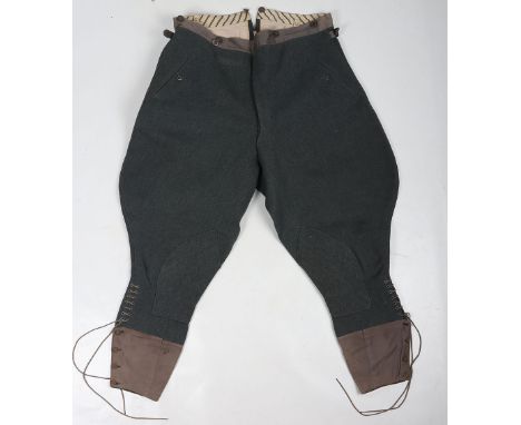 Pair of WW2 German Army / Waffen-SS Breeches for Officers, green / grey coloured, standard private  issued, wool constructed 