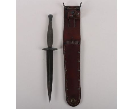 Scarce WW2 Canadian Parkerised Stiletto Fighting Knife, as used by the 1st Canadian Parachute Battalion. One piece alloy grip