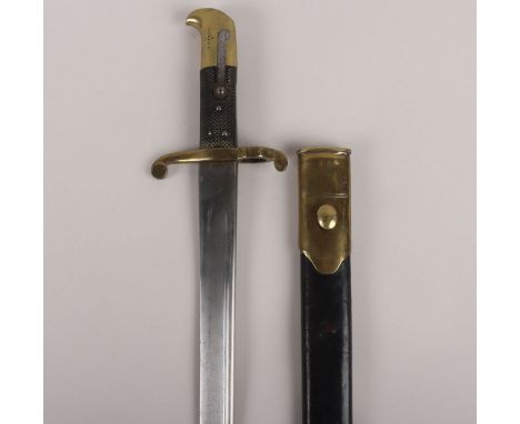 British Lancaster 1855 Pattern Bayonet for the Royal Sappers and Miners, Unit Marked VW.B.BRCO, housed in the original leathe