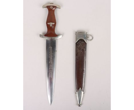 Third Reich SA (Sturmabteilung) Dress Dagger by Hammesfahr CIE, Solingen, fine example with brown wooden grip having nickel e