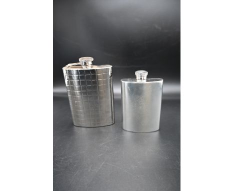 1 English pewter hip flask and 1 stainless steel hip flask