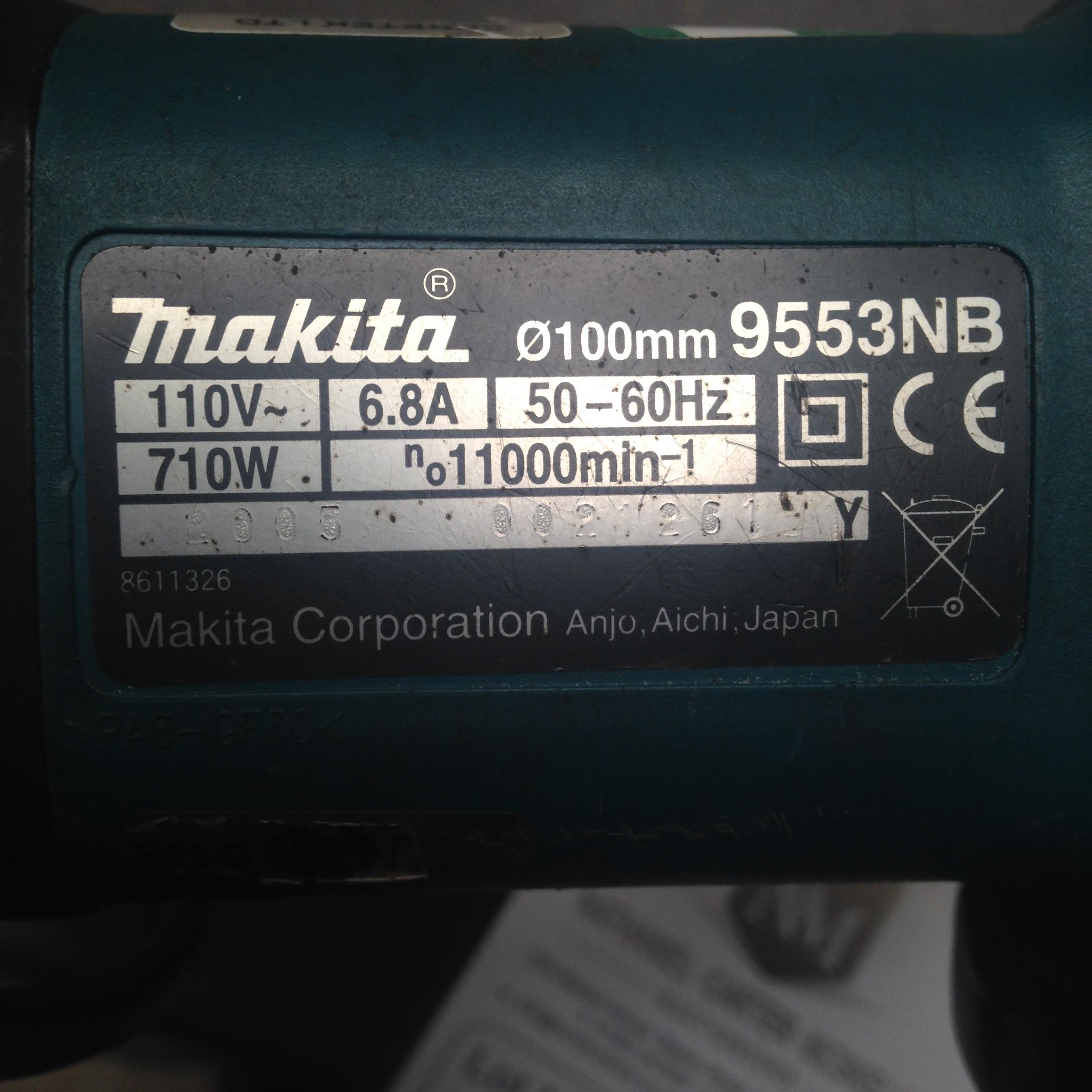 MAKITA 9553NB 100mm Angle Grinder 240V Appraisal Serial No Location