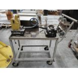 HYDRAULIC FLARING MACHINE W/ENERPAC POWER, ON CUSTOM STEEL CART, SPARE DIES