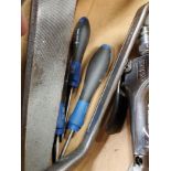 ASSORTED HAND TOOLS - CLOSED END WRENCHES, FILES, SCREW DRIVERS, ALLEN WRENCHES, STAR BIT SCREW