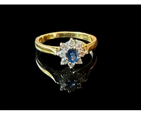 18ct gold sapphire and diamond ring&nbsp;&nbsp;