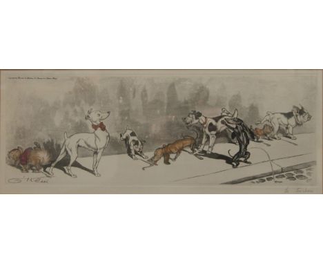 BORIS O'KLEIN, a French humorous dog print, framed and glazed. 42.5 x 16.5 cm.