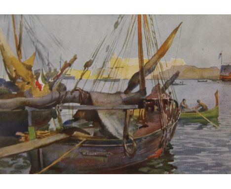 A Maltese Harbour Scene, print, framed and glazed. 17 x 11.5 cm.