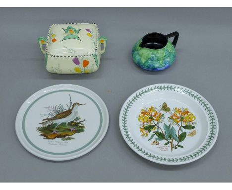 Two Portmeirion dishes, a Carltonware jug and a Burleighware tureen. The latter 21 cm wide. 
