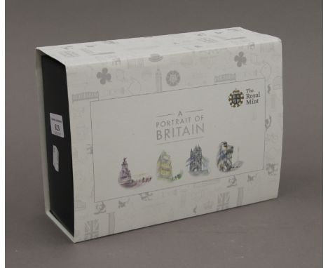 A Royal Mint Portrait of Britain 5 pound silver coin set.